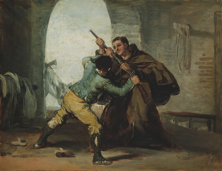 Fray Pedro de Zaldivia arrebata el fusil al “Maragato