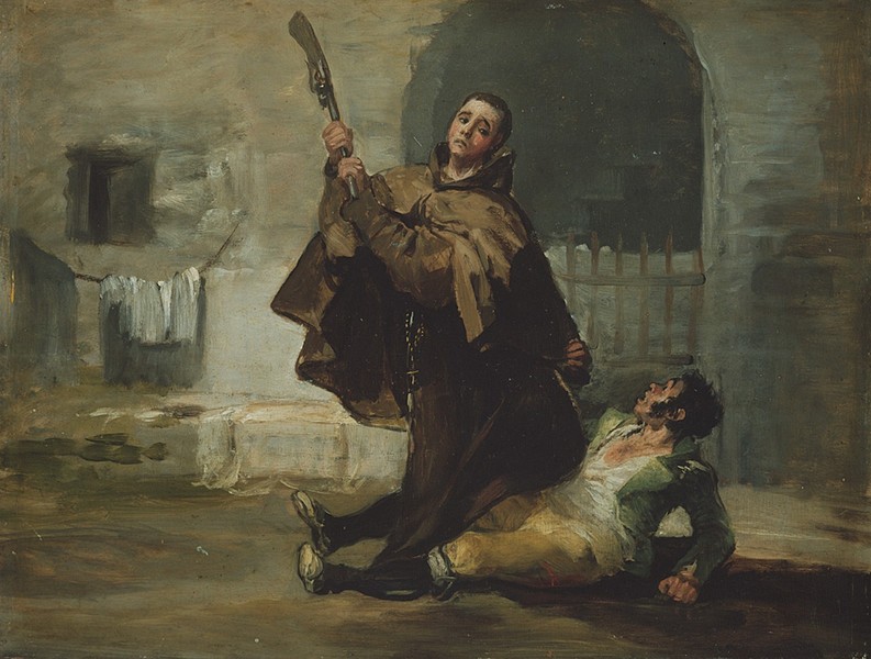 Friar Pedro Clubs El Maragato with the Butt of his Gun (Fray Pedro de Zaldivia golpea al “Maragato” con la culata del fusil)