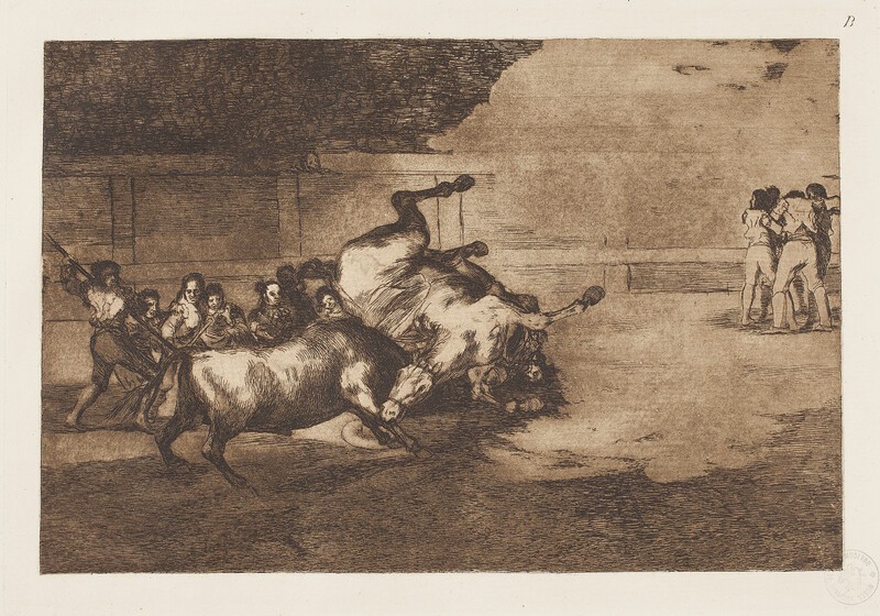 Unfortunate charge of a powerful bull (Bullfighting B)