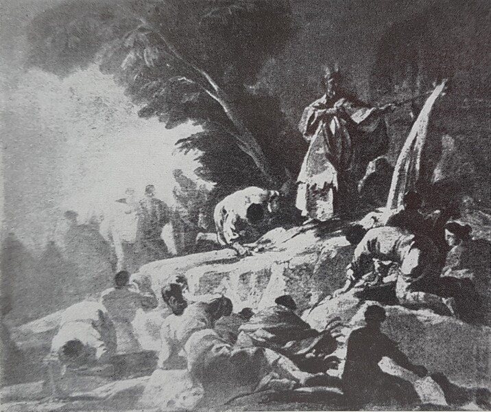 Moisés haciendo manar el agua de la roca