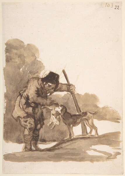 Cazador con su perro, que le trae un conejo (F.103)