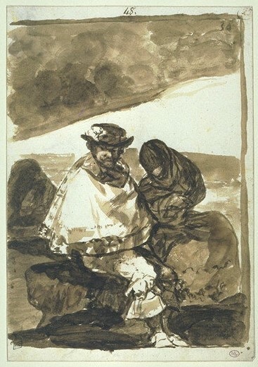 Hombre y mujer sentados juntos (F.34)