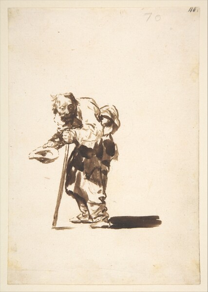 Mendigo con un bastón en su mano izquierda (F.70)