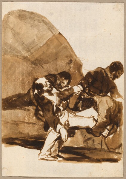 Tres hombres transportando a un soldado herido (F_s/n.1)