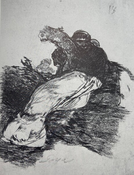 Mujer vestida de blanco caída en tierra (H.18)