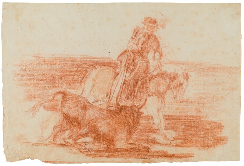Charles V lancing a bull in the bullring of Valladolid (preparatory drawing 1)