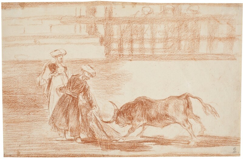 The Moors are doing another bullfight in the square in their bathrobes  (preparatory drawing).